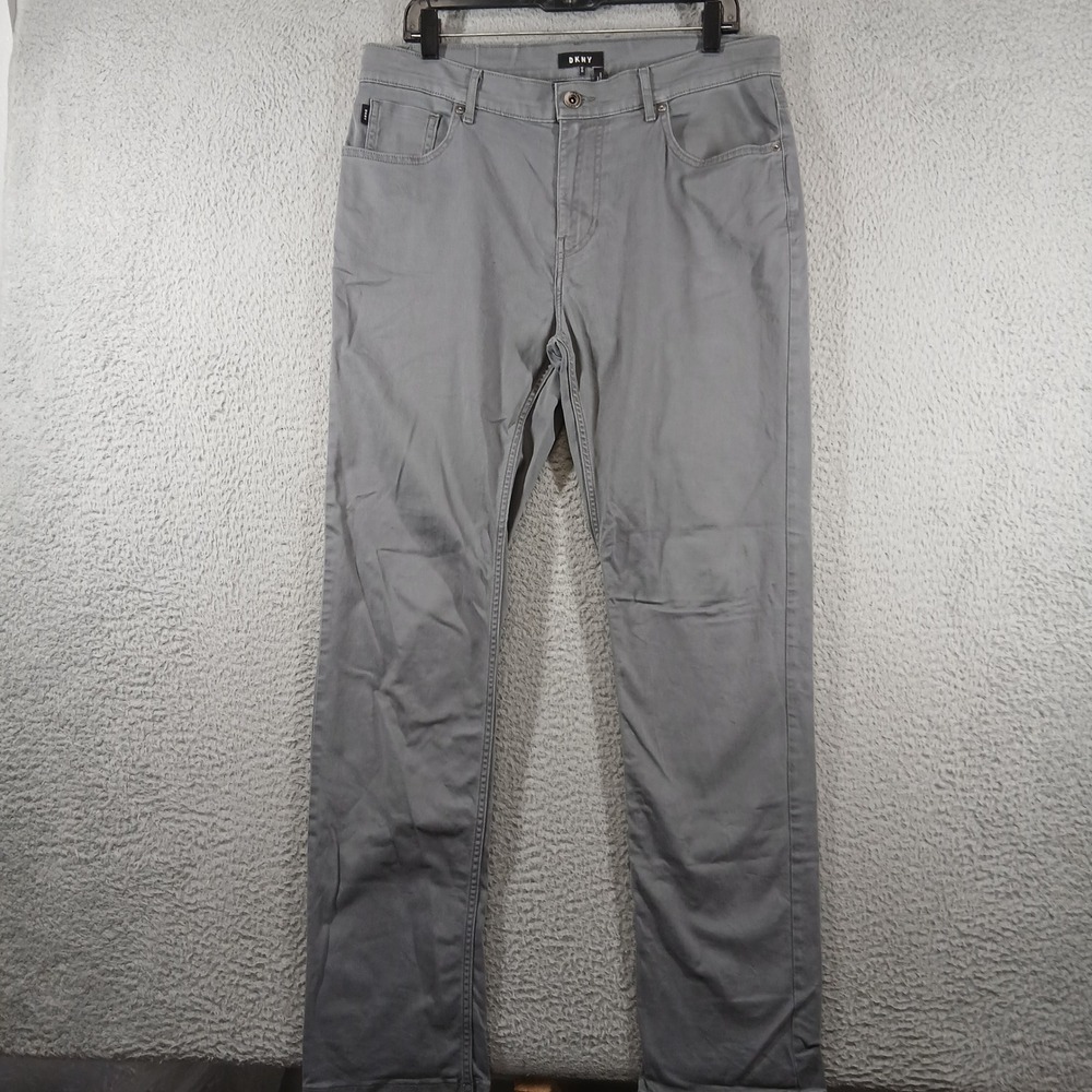 DKNY Men's Grey‎ Slim Fit 5-Pocket Stretch Twill Tech Pants 34x32